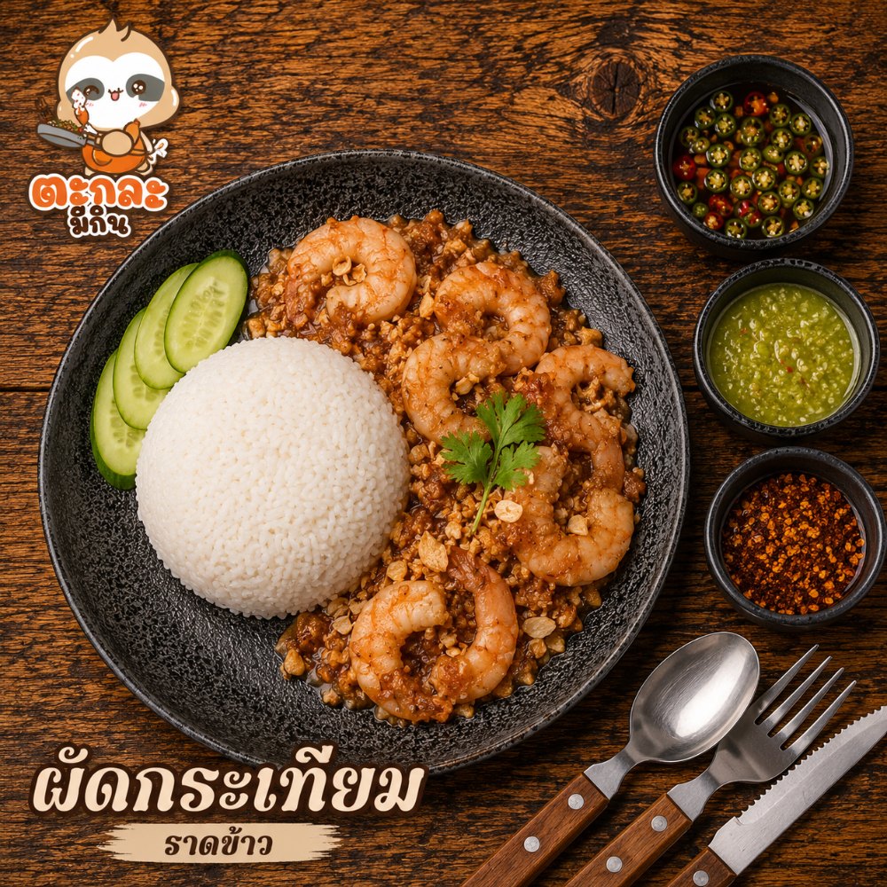 ผัดกระเทียม (ราดข้าว)