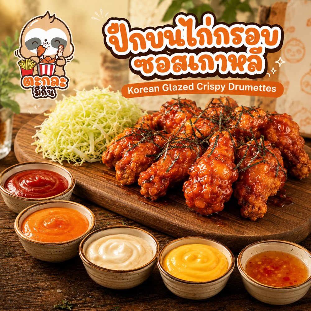 ชุดปีกบนไก่กรอบ เคลือบซอสเกาหลี