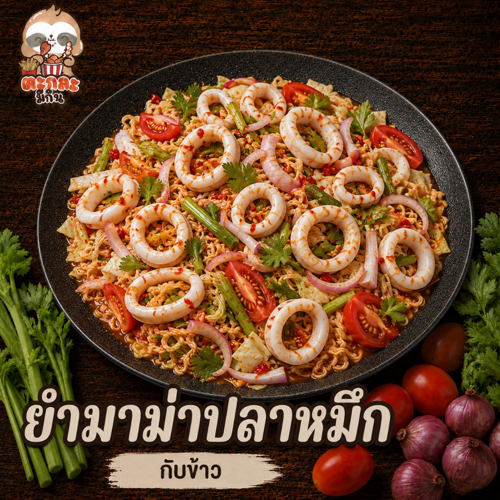 ยำมาม่าปลาหมึก