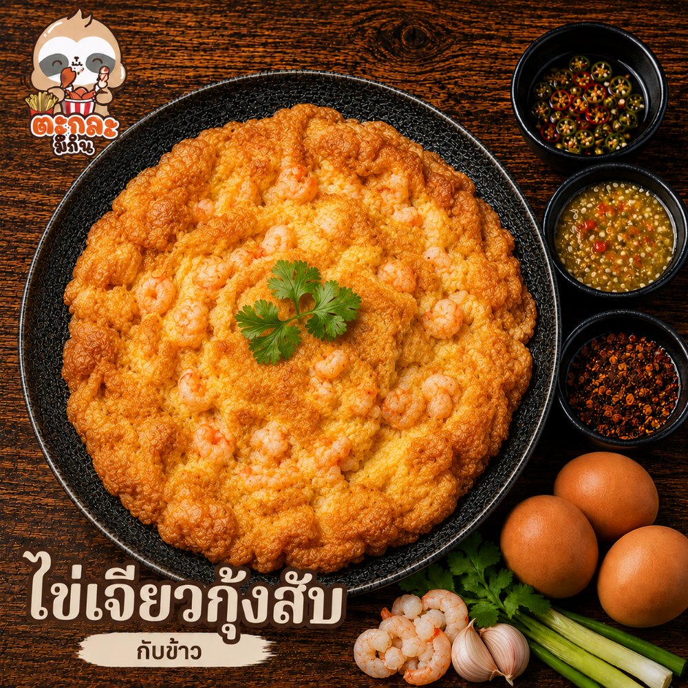 ไข่เจียวกุ้งสับ (ไข่ 2 ฟอง)