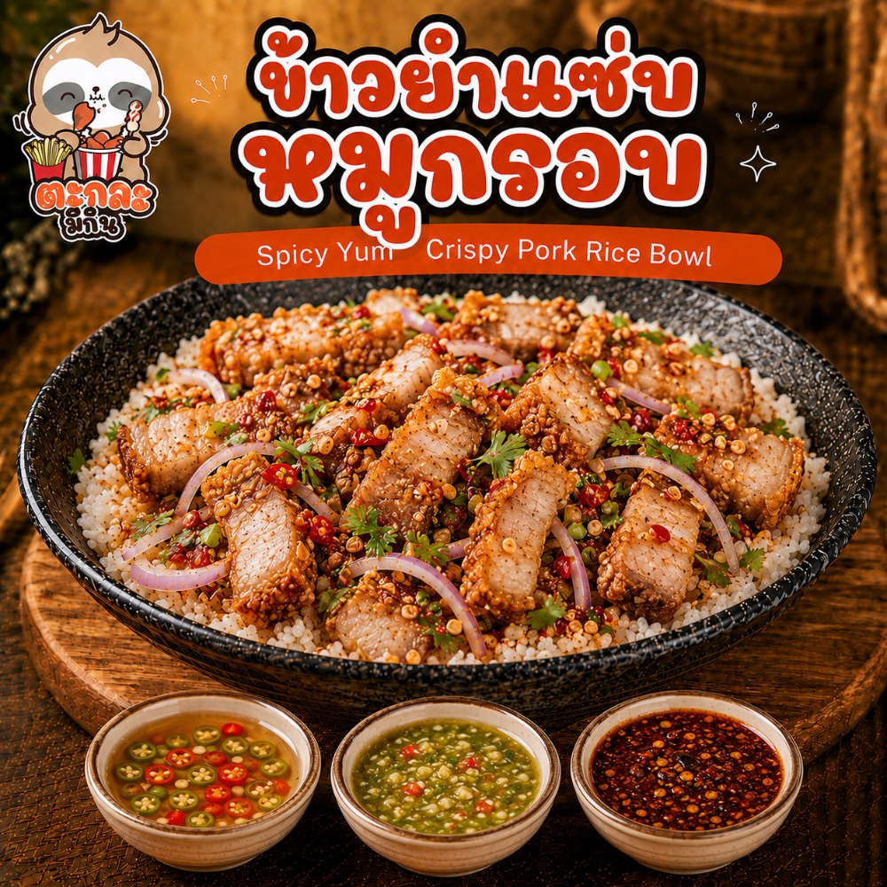 ข้าวยำแซ่บหมูกรอบ
