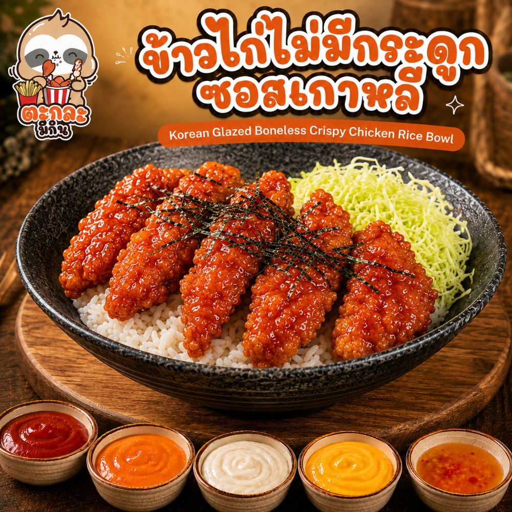 ข้าวไก่ซอสเกาหลี (ไก่ไม่มีกระดูก)