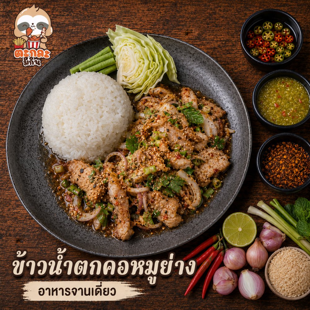 ข้าวน้ำตกคอหมูย่าง