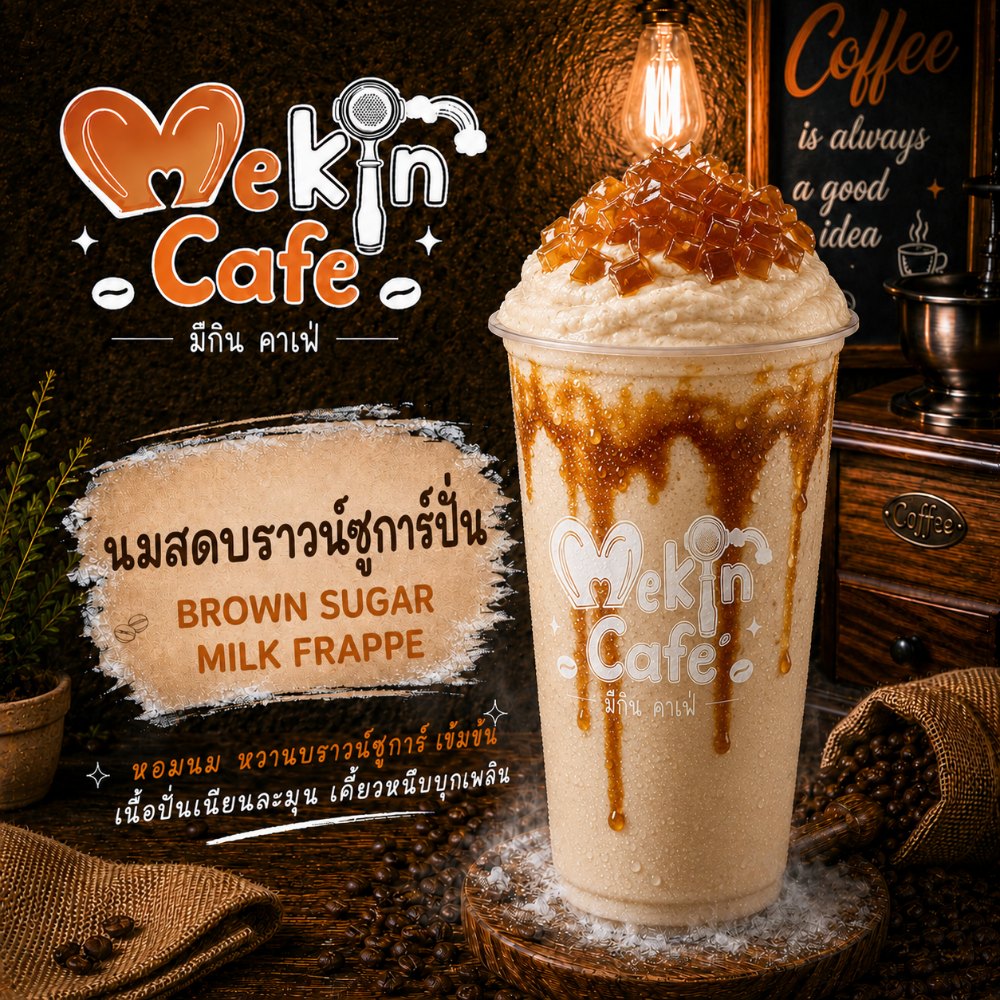 นมสดบราวน์ชูการ์ปั่น