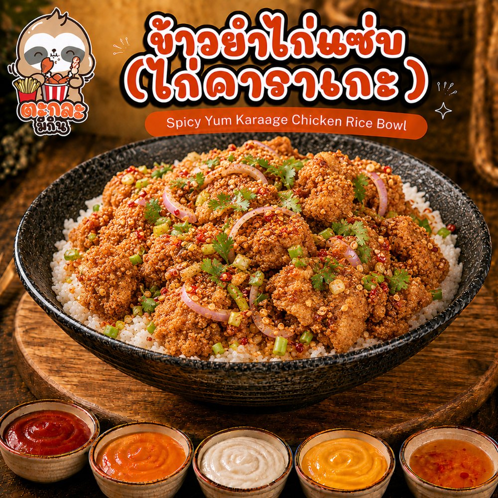 ข้าวยำไก่แซ่บ (ไก่คาราเกะ)
