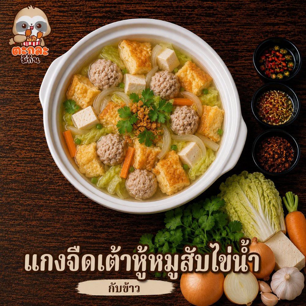 แกงจืดไข่น้ำเต้าหู้หมูสับ (ไข่เจียว)
