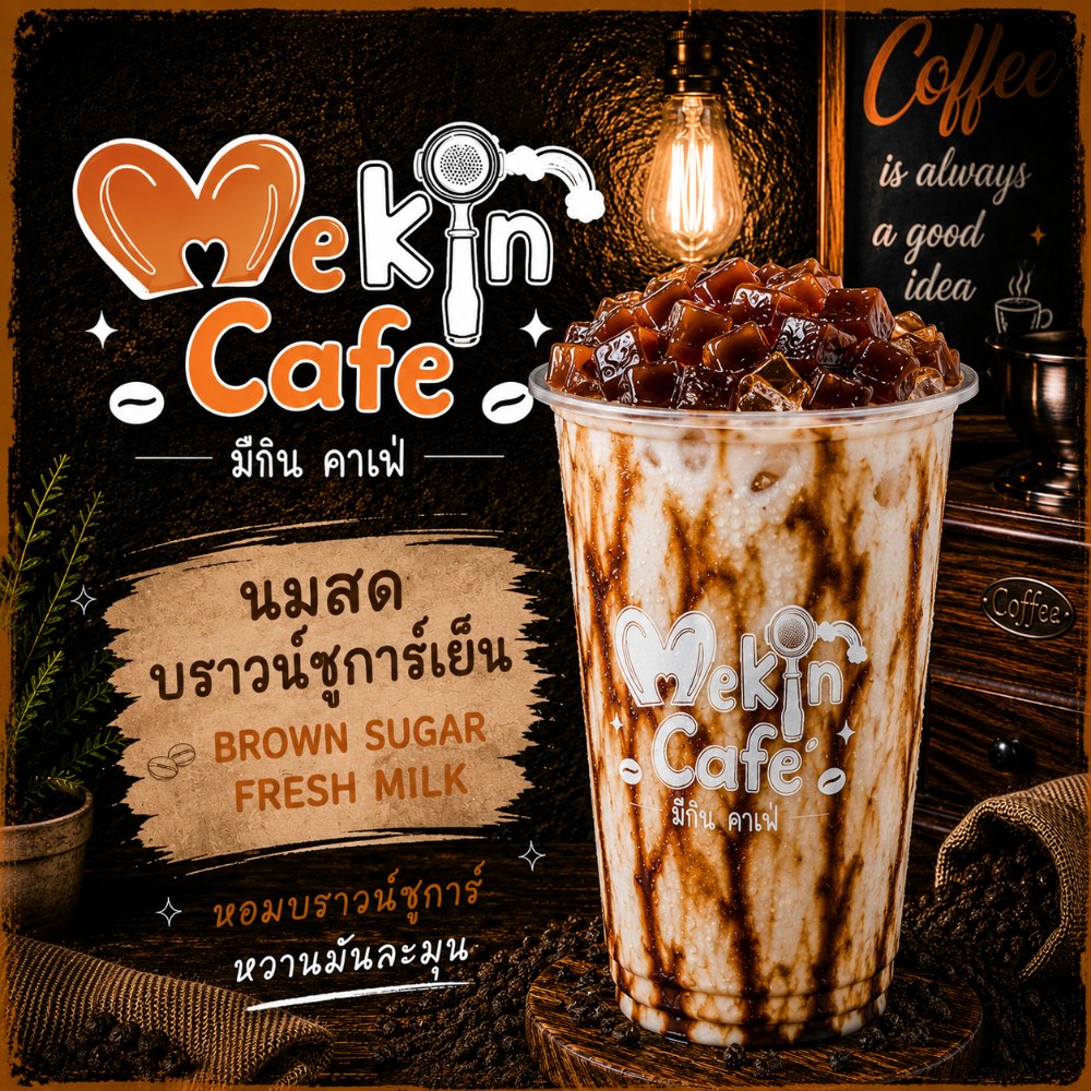 นมสดบราวน์ชูการ์เย็น