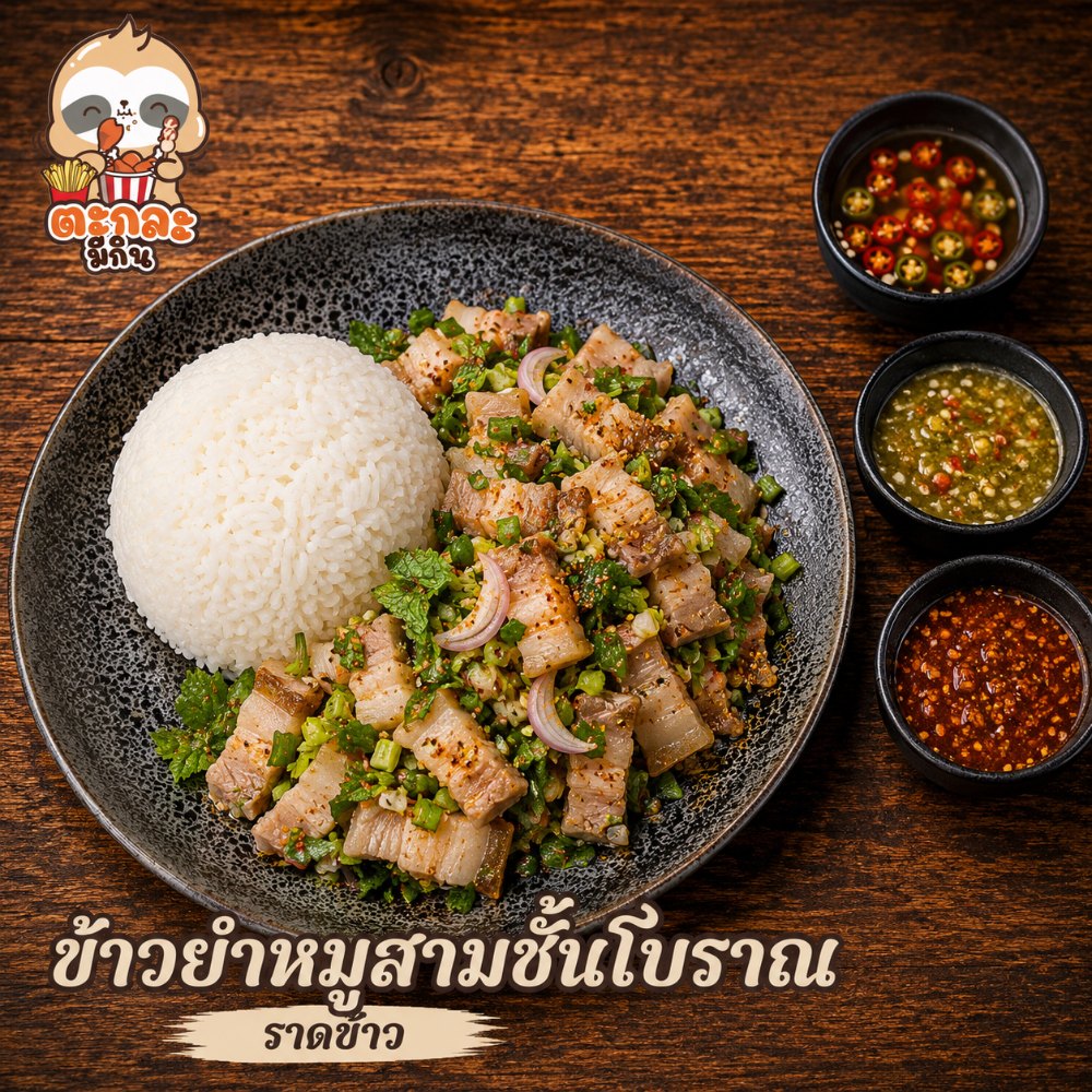 ข้าวยำหมูสามชั้นโบราณ
