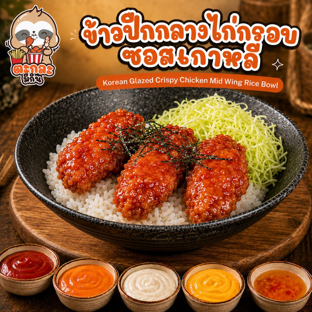 ข้าวไก่ซอสเกาหลี (ปีกกลาง)