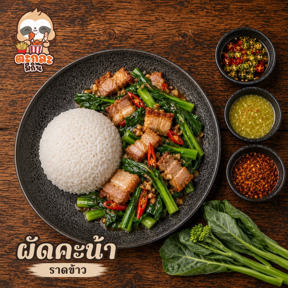 ผัดคะน้า (ราดข้าว)