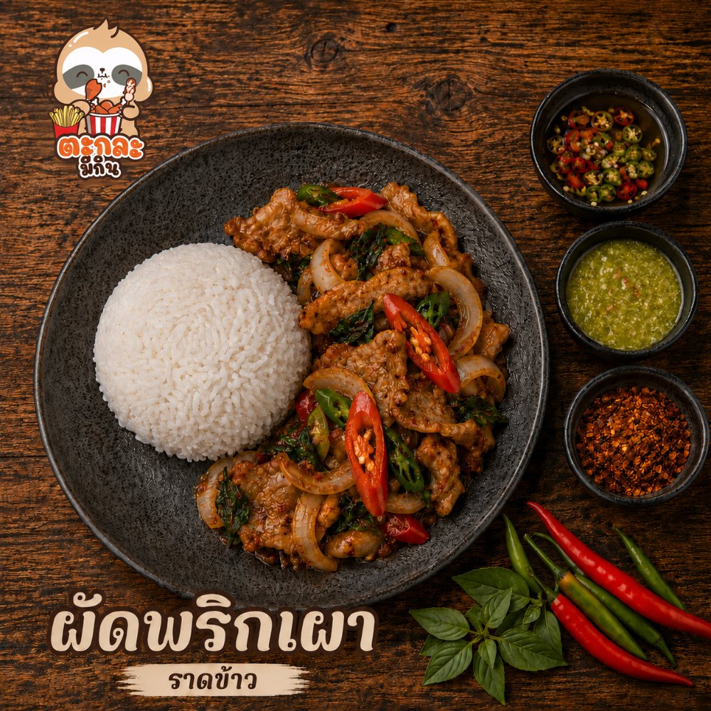 ผัดพริกเผา (ราดข้าว)