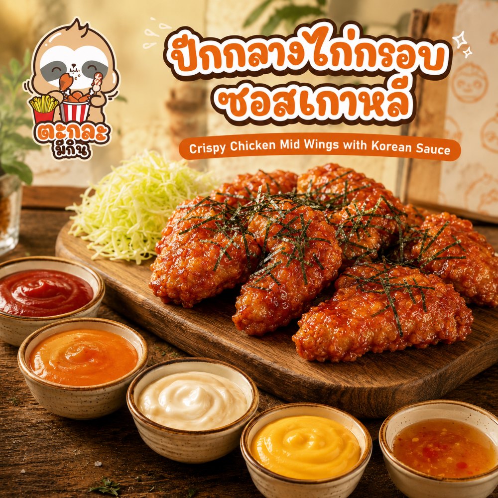 ชุดปีกกลางไก่กรอบ เคลือบซอสเกาหลี