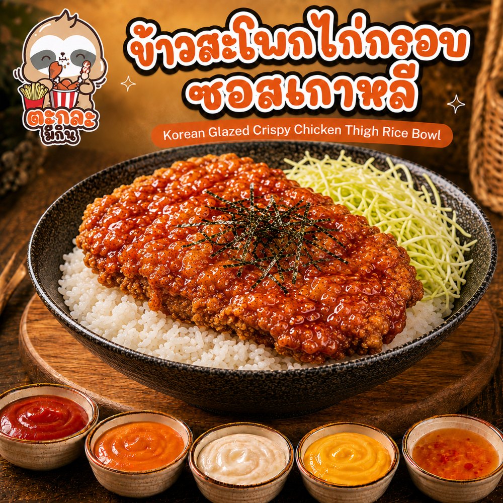 ข้าวไก่ซอสเกาหลี (สะโพกไก่กรอบ)