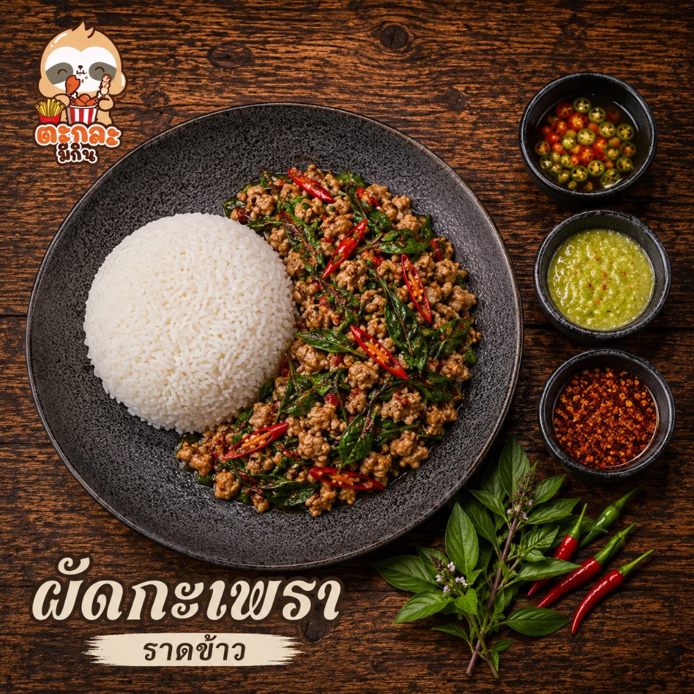 ผัดกระเพรา (ราดข้าว)
